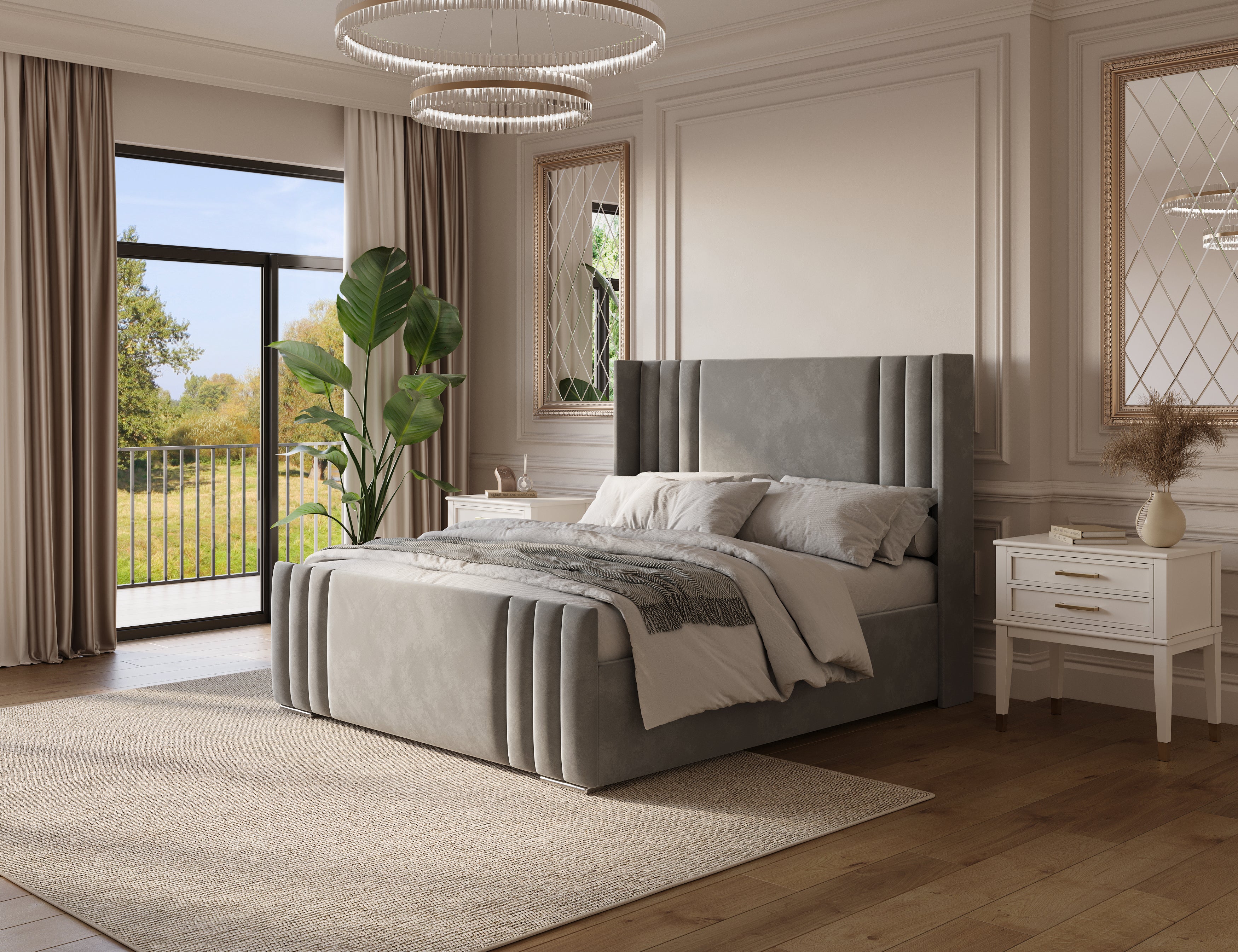 The Austin Wingback Bed Frame With Lines