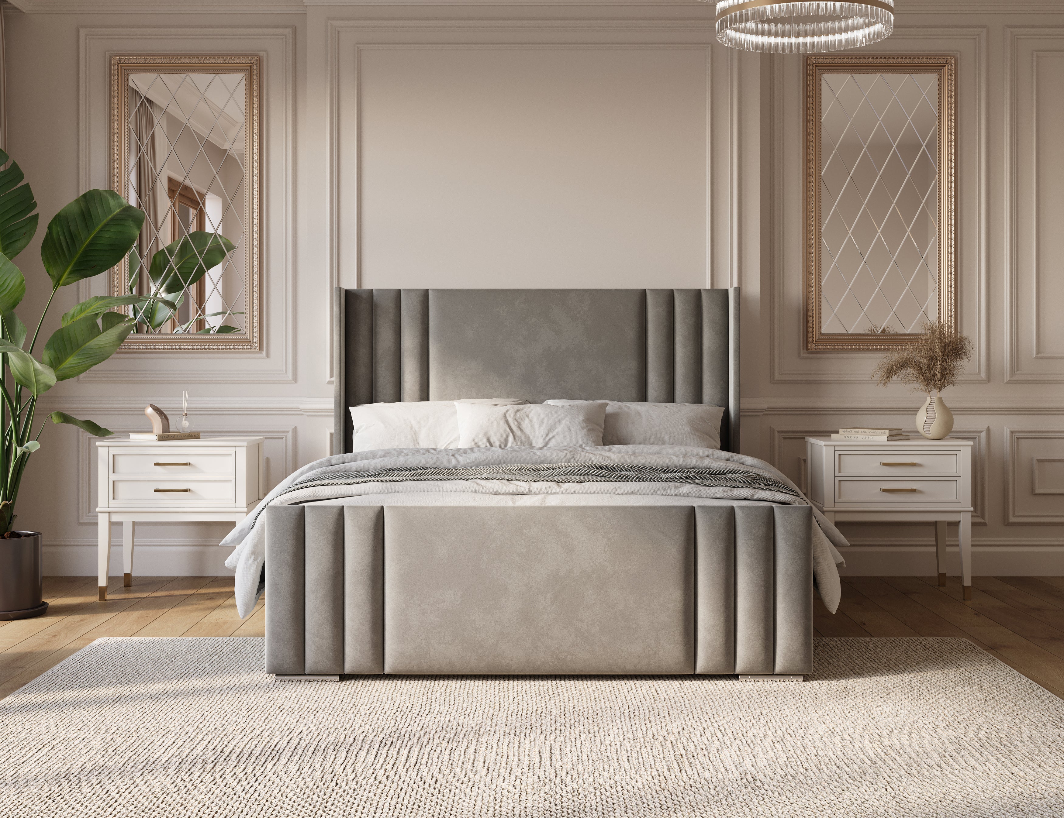 The Austin Wingback Bed Frame With Lines 3