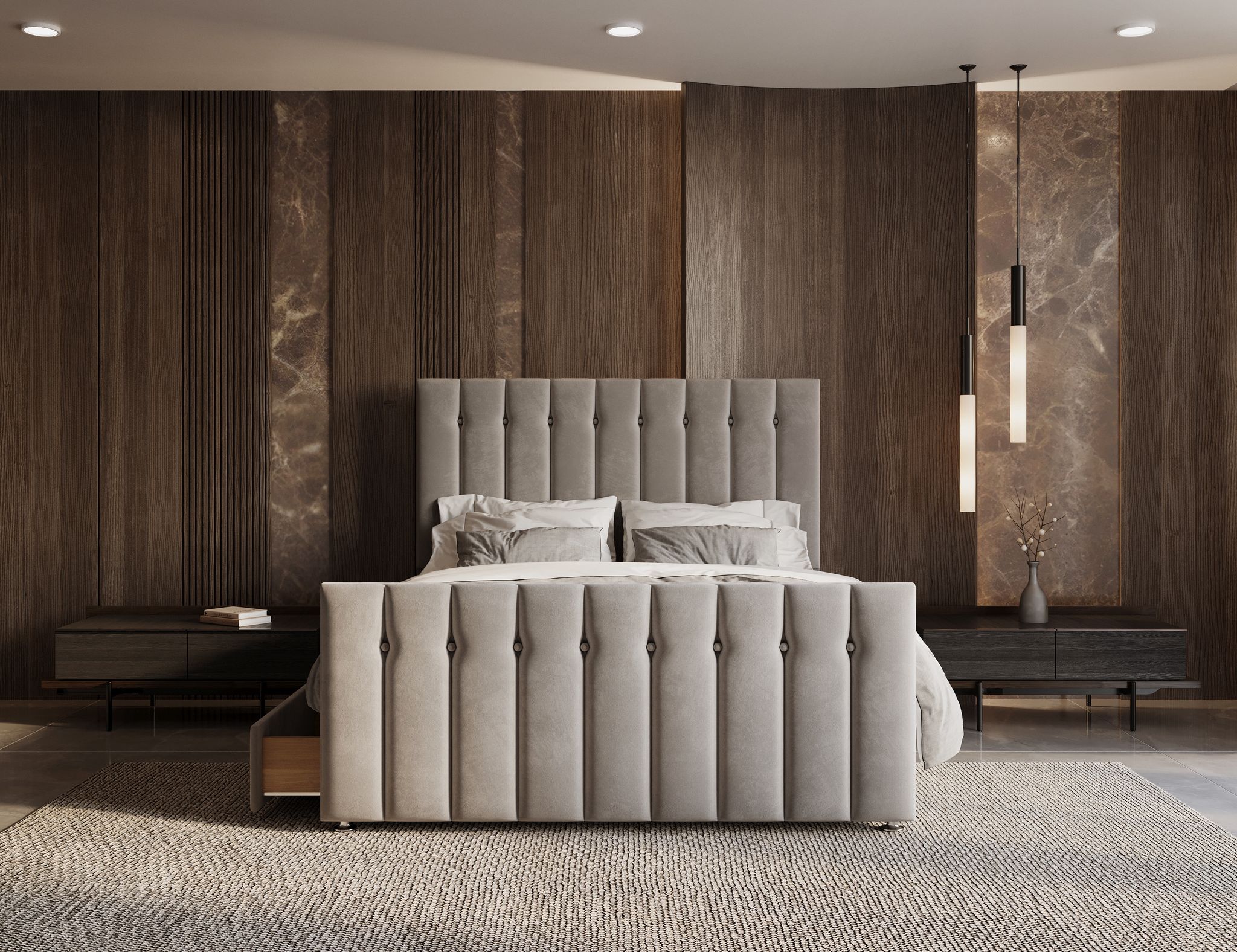 Berlin Panel Storage Bed with optional drawers 3