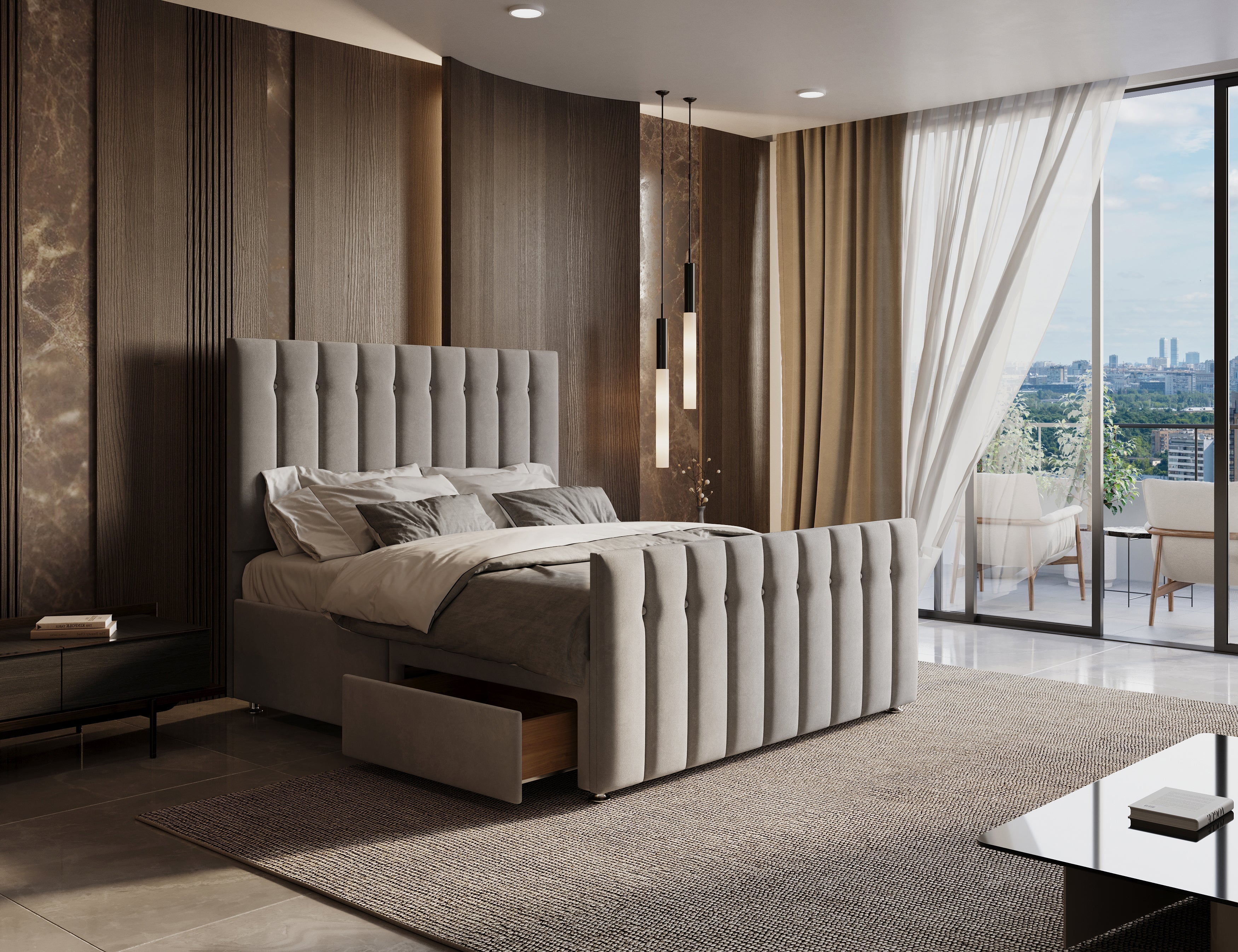 Berlin Panel Storage Bed with optional drawers