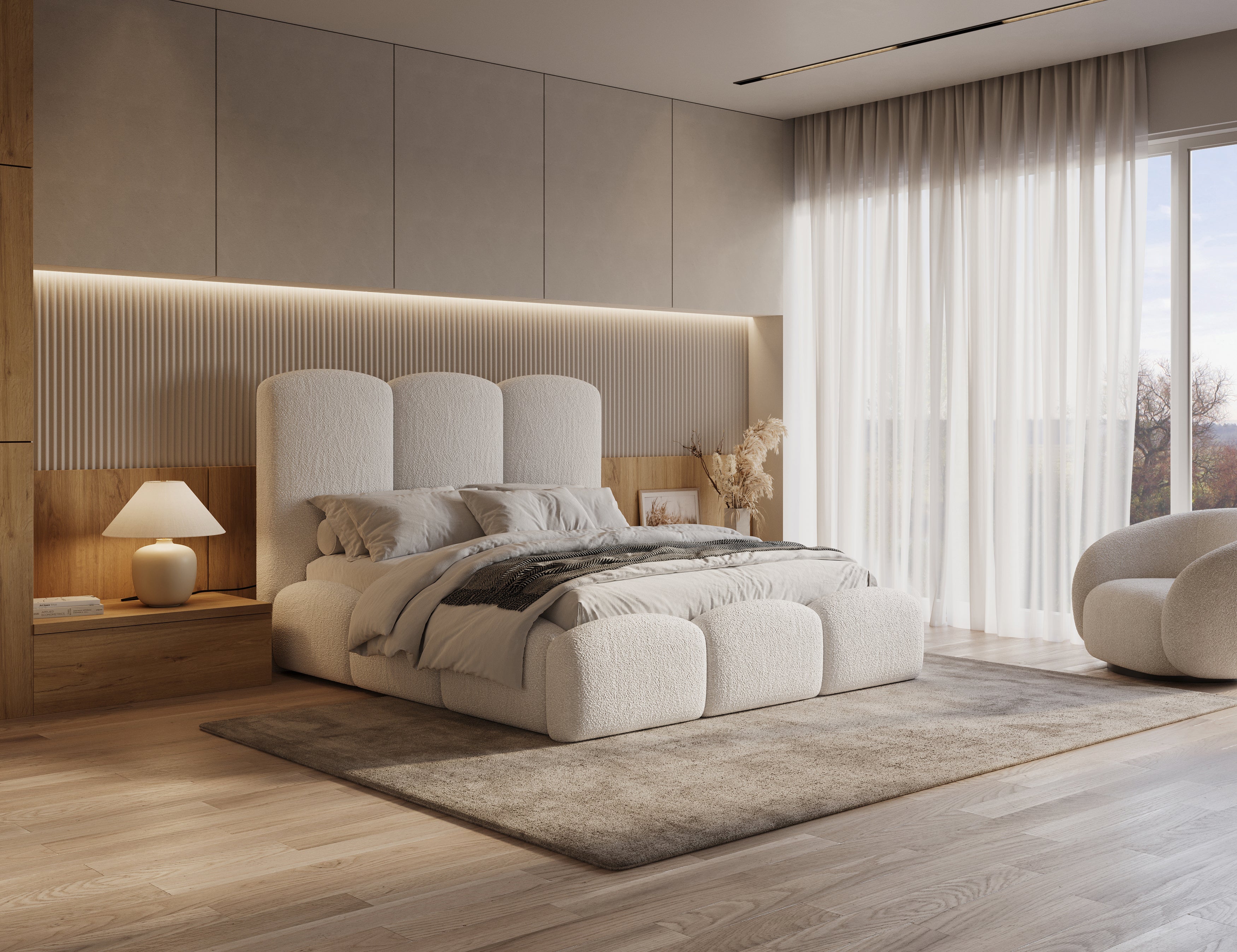 CloudNest Bed-Teddy Boucle Cream