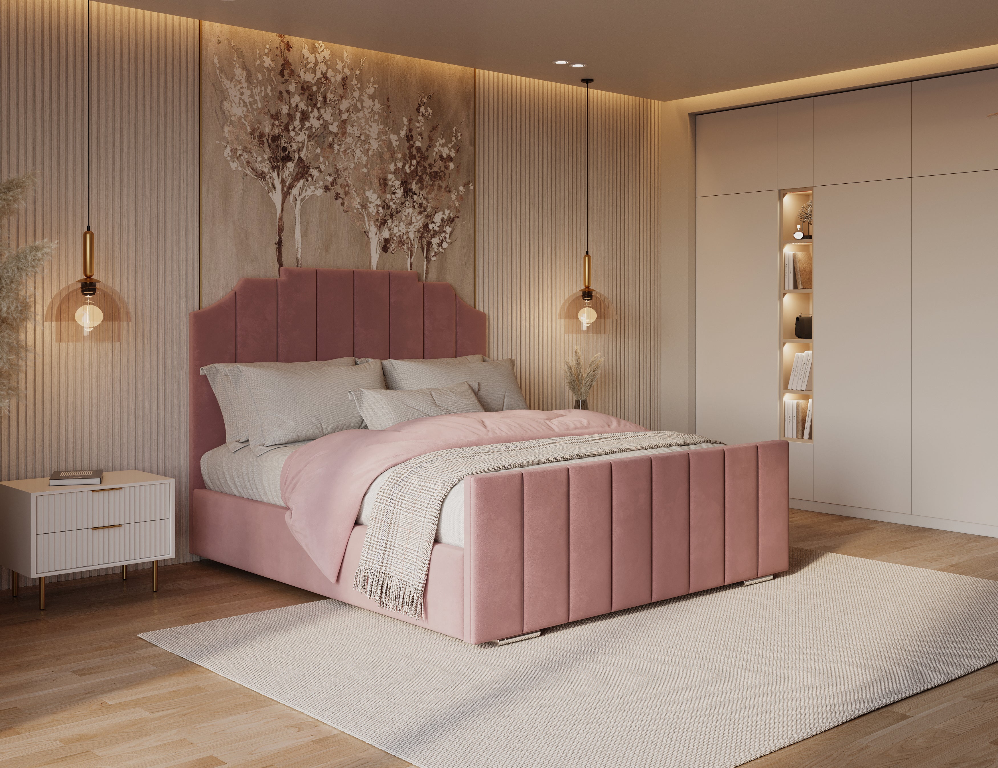 Glamorous Pink Velvet Bed 2