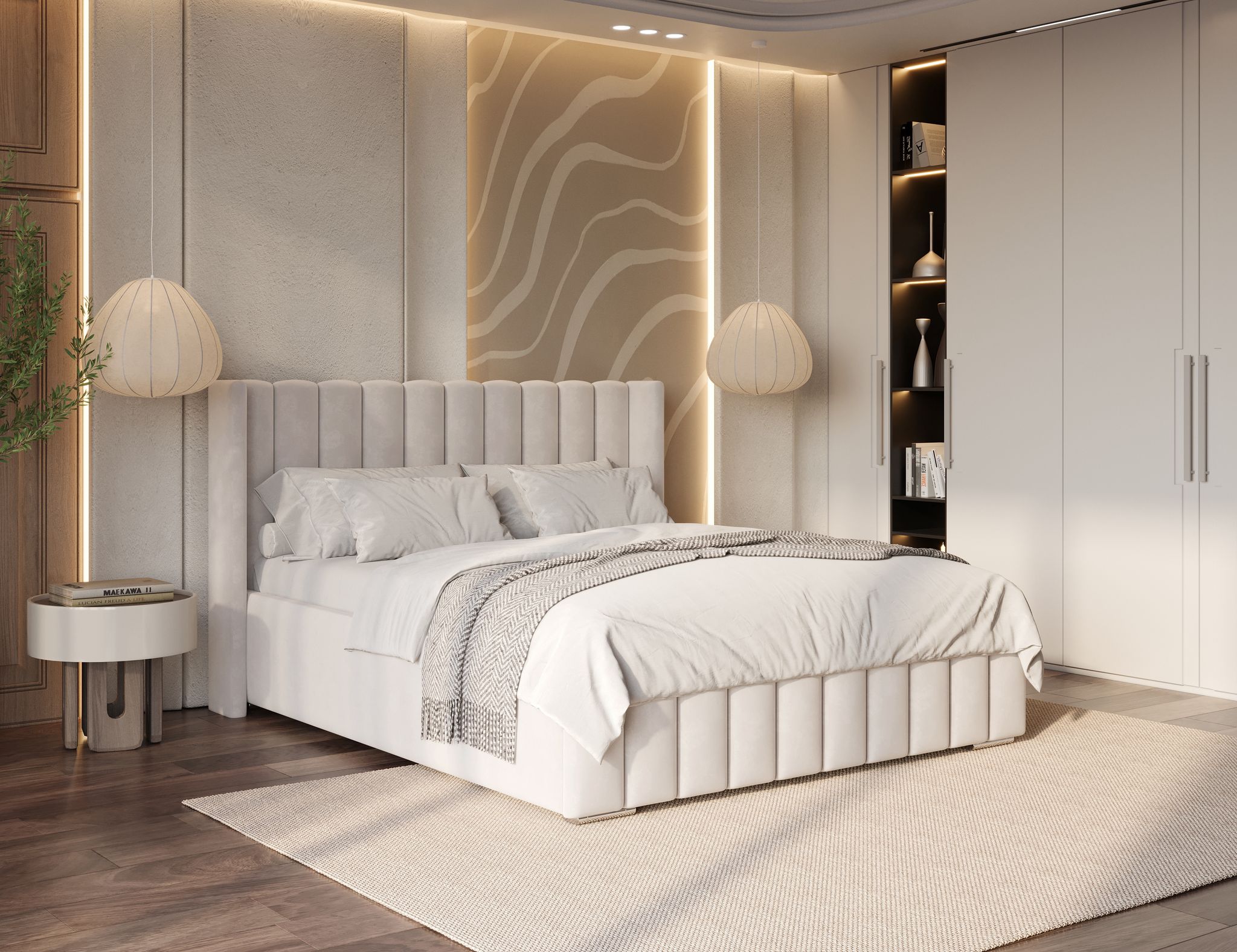 Miami Wingback Bed Frame With Line 3