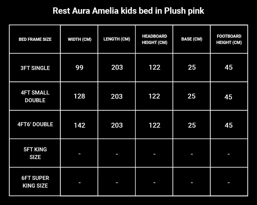 Rest Aura Amelia kids bed in Plush pink (built in safety side panels)