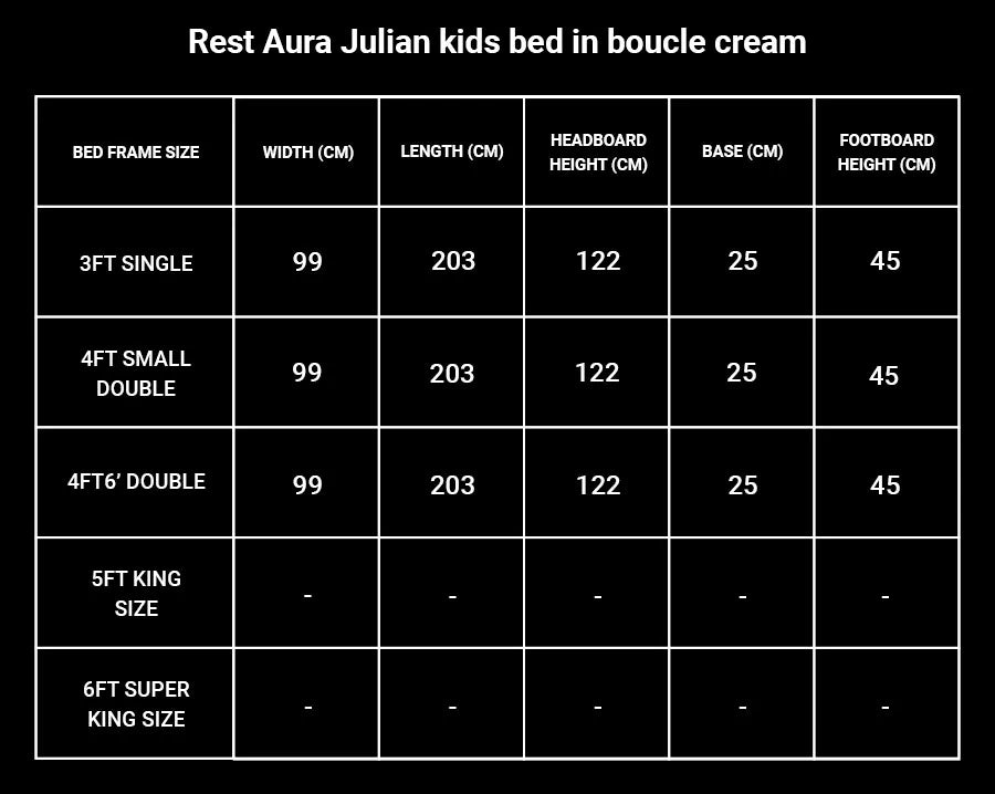 Rest Aura Julian kids bed in boucle cream (built in safety side panels)