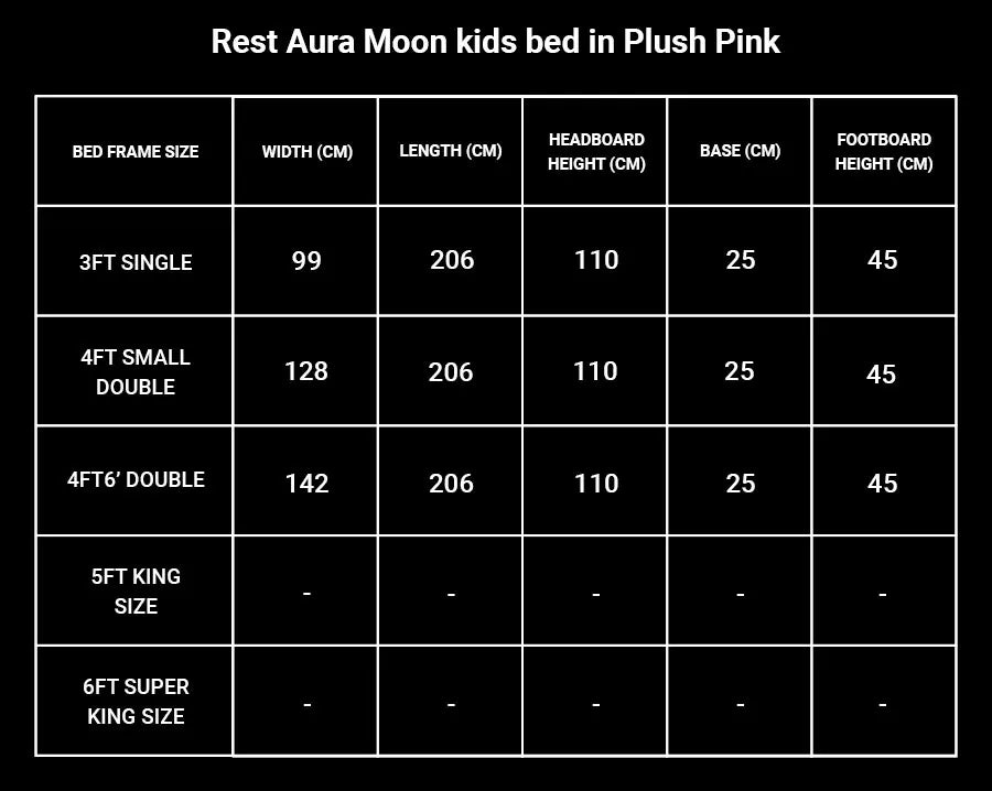 Rest Aura Moon kids bed in Plush Pink (built in safety side panels)