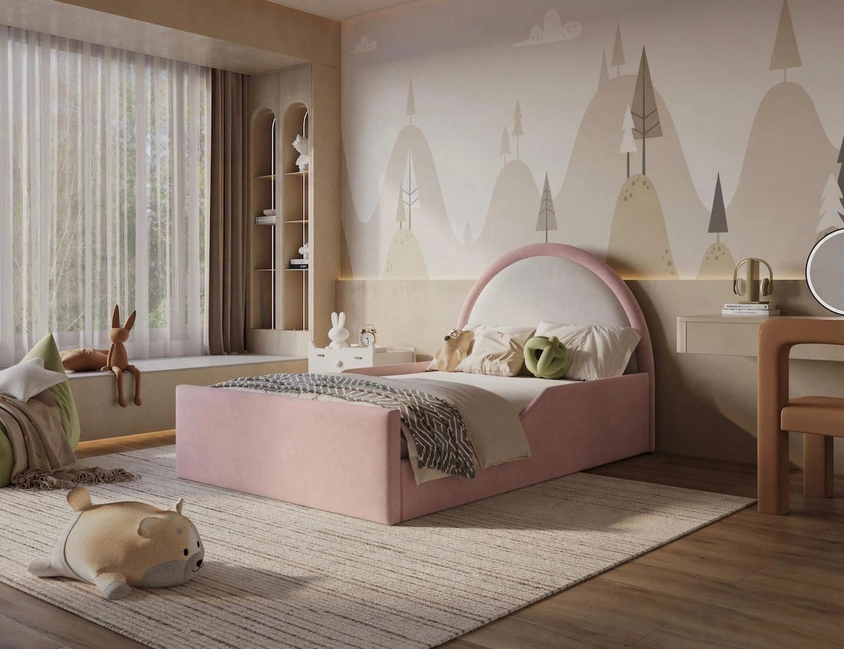 Rest Aura Nova kids bed in Plush Pink (built in safety side panels)