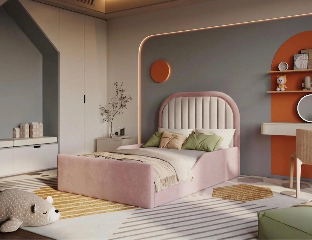 Rest Aura Taylor kids bed in Plush pink (built in safety side panels)
