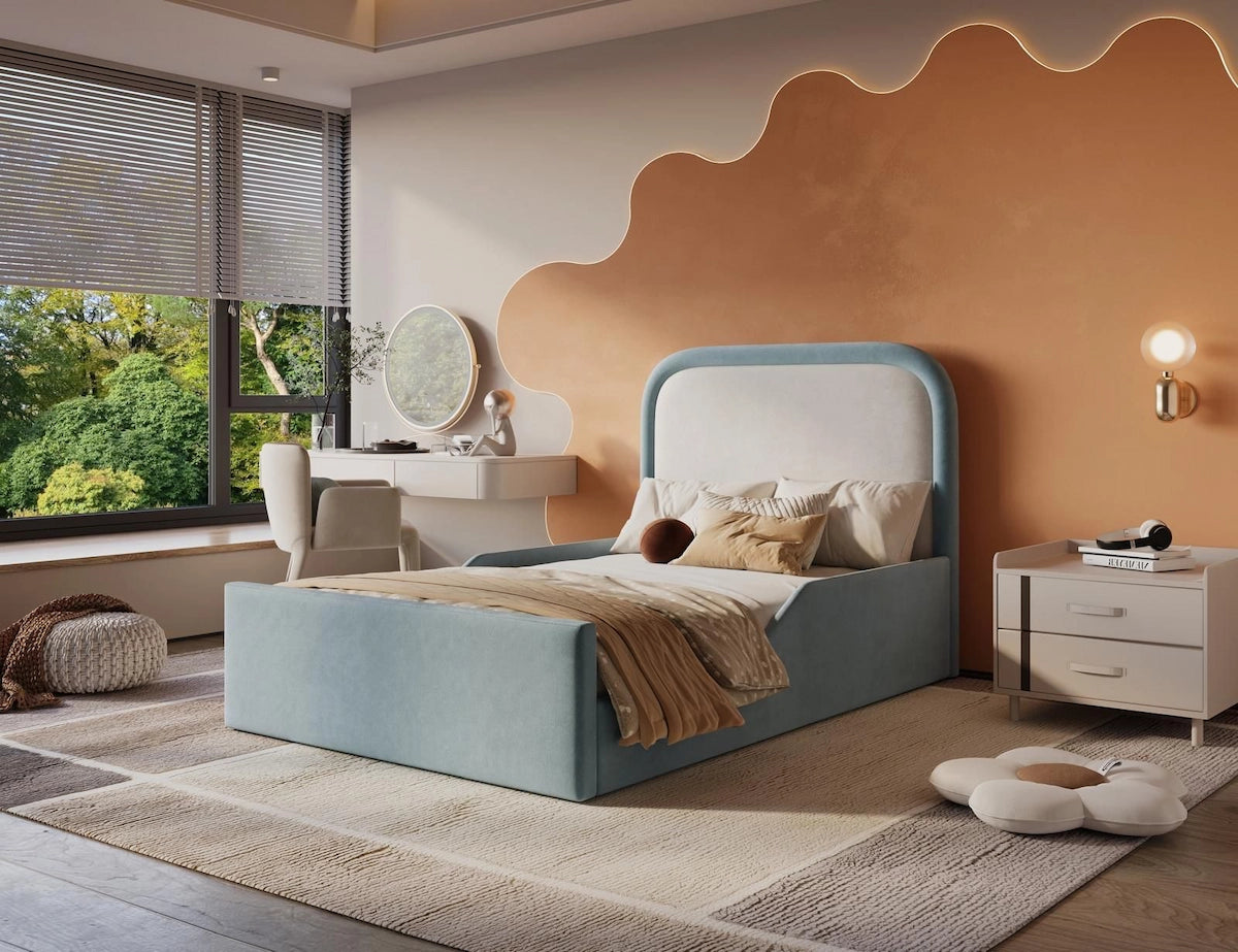 Rest Aura margot kids bed in sky blue (built in safety side panels)