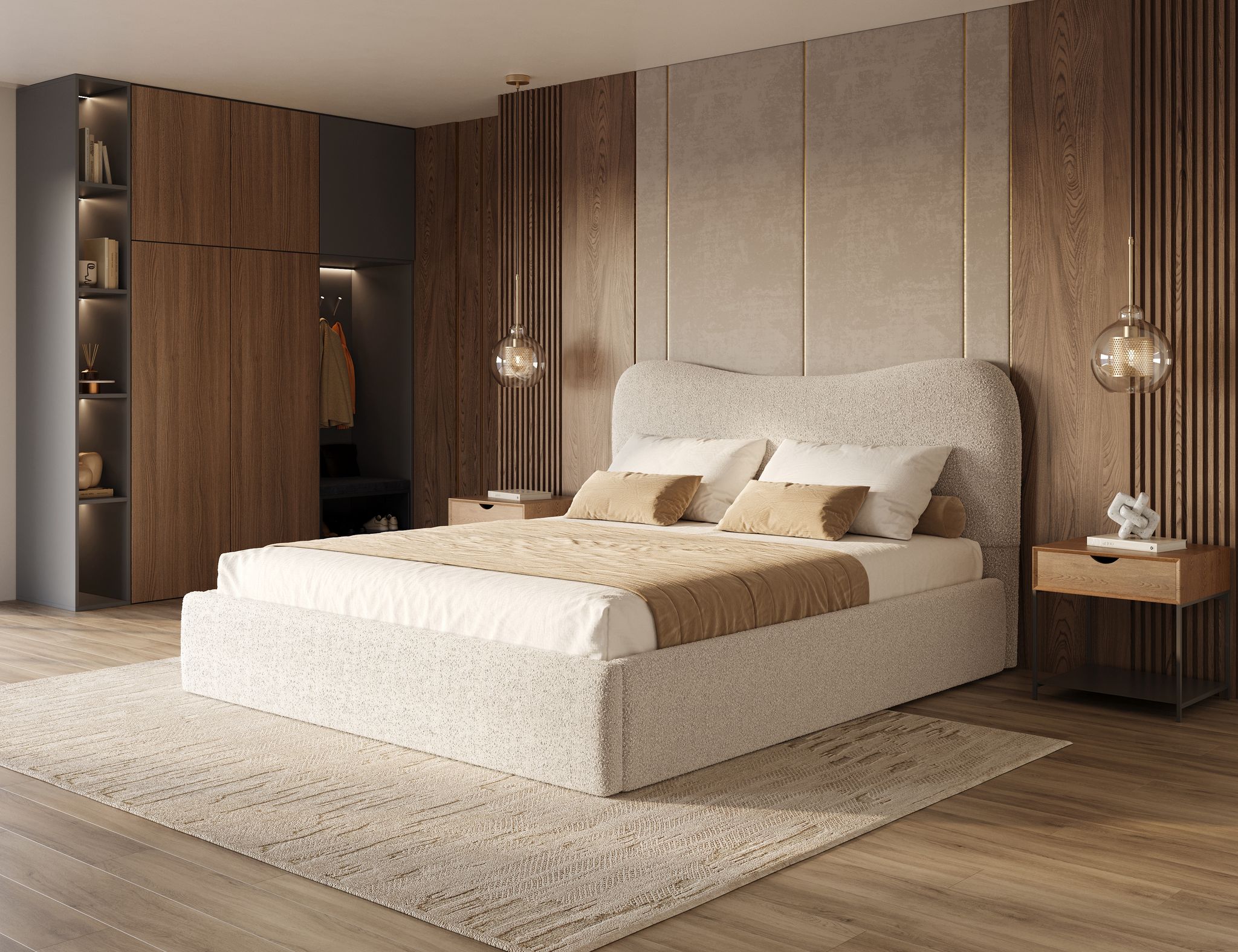 The Bespoke Marshmallow Cream Teddy Boucle Bed