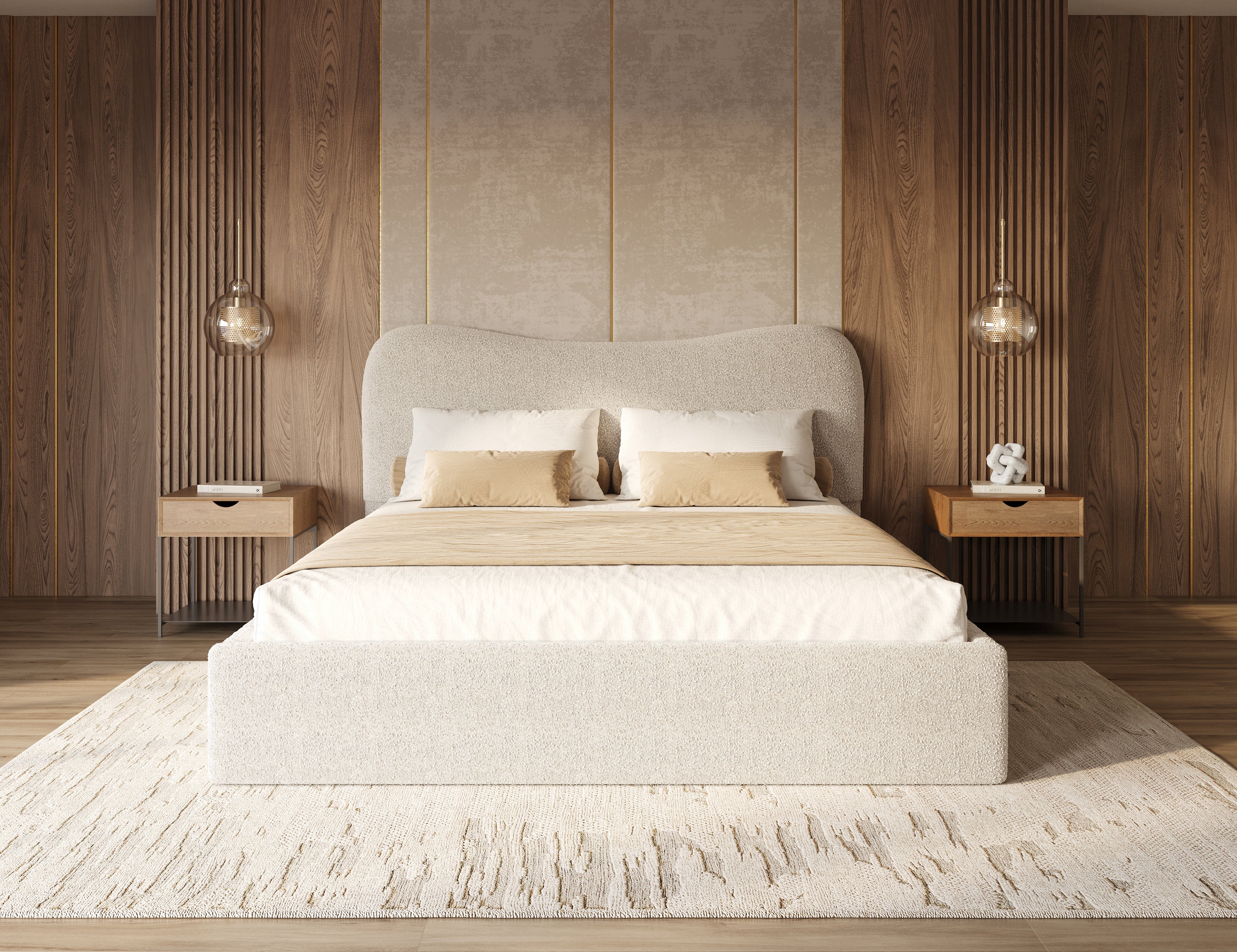 The Bespoke Marshmallow Cream Teddy Boucle Bed