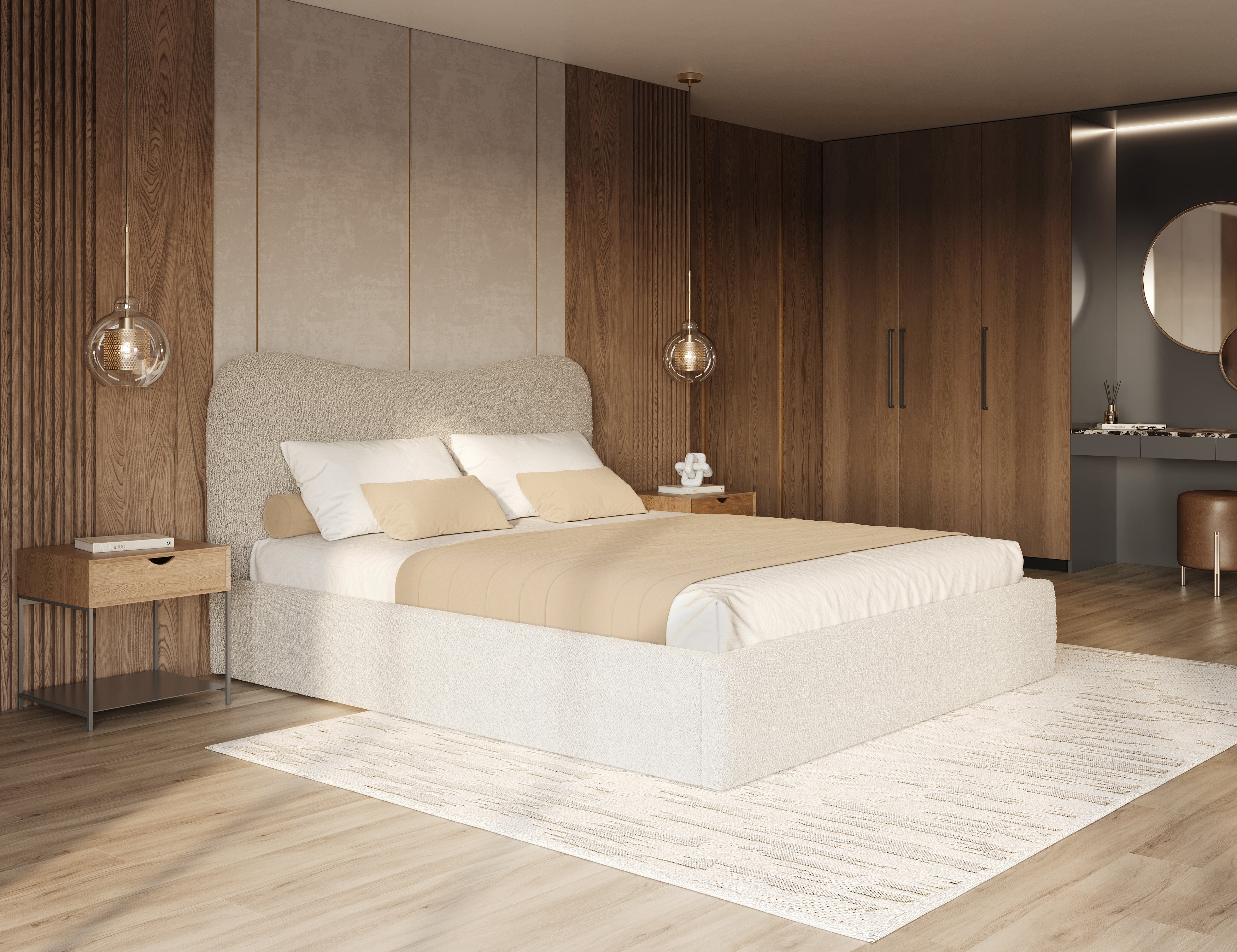 The Bespoke Marshmallow Cream Teddy Boucle Bed 3