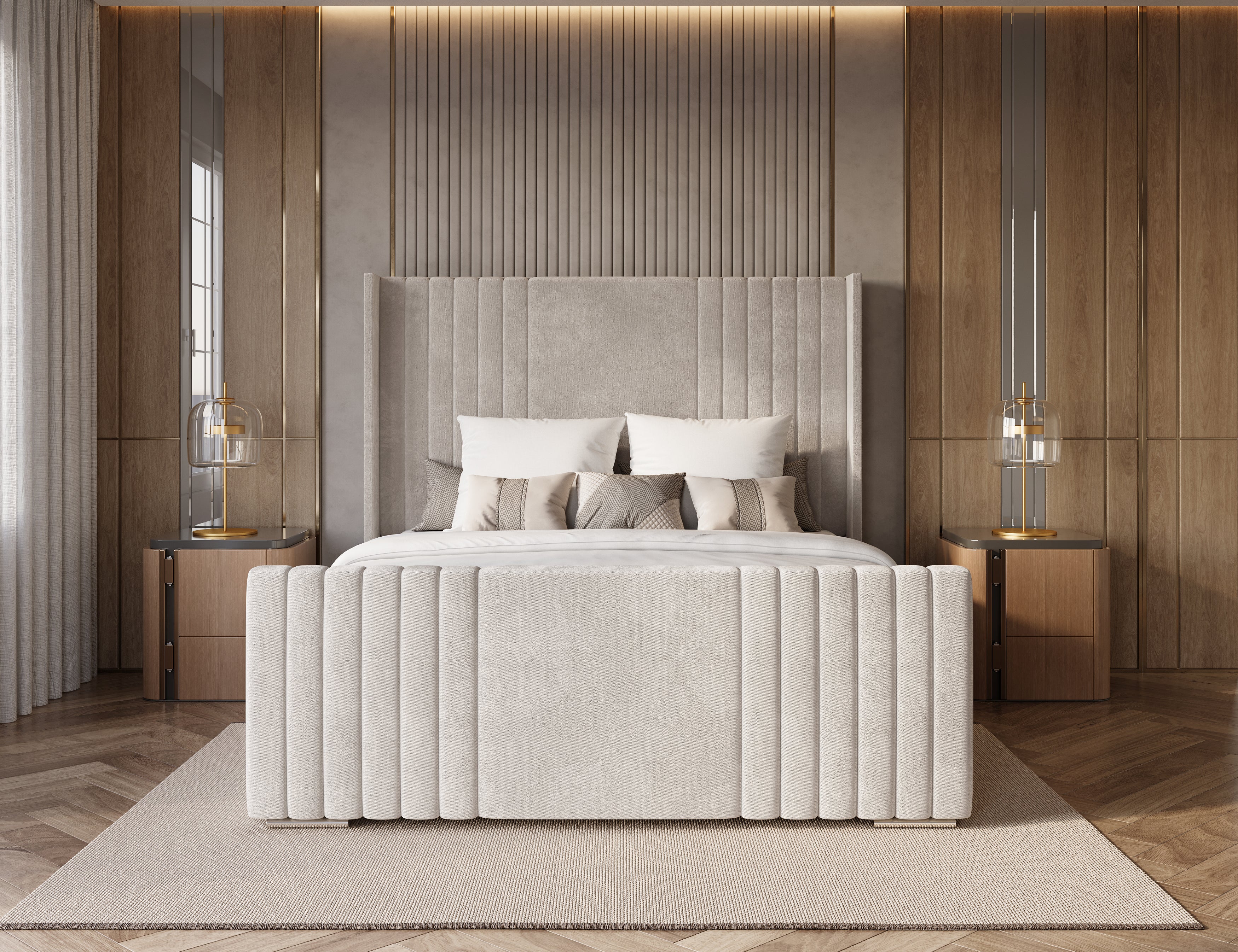The Elegant Winged Bed in Cream