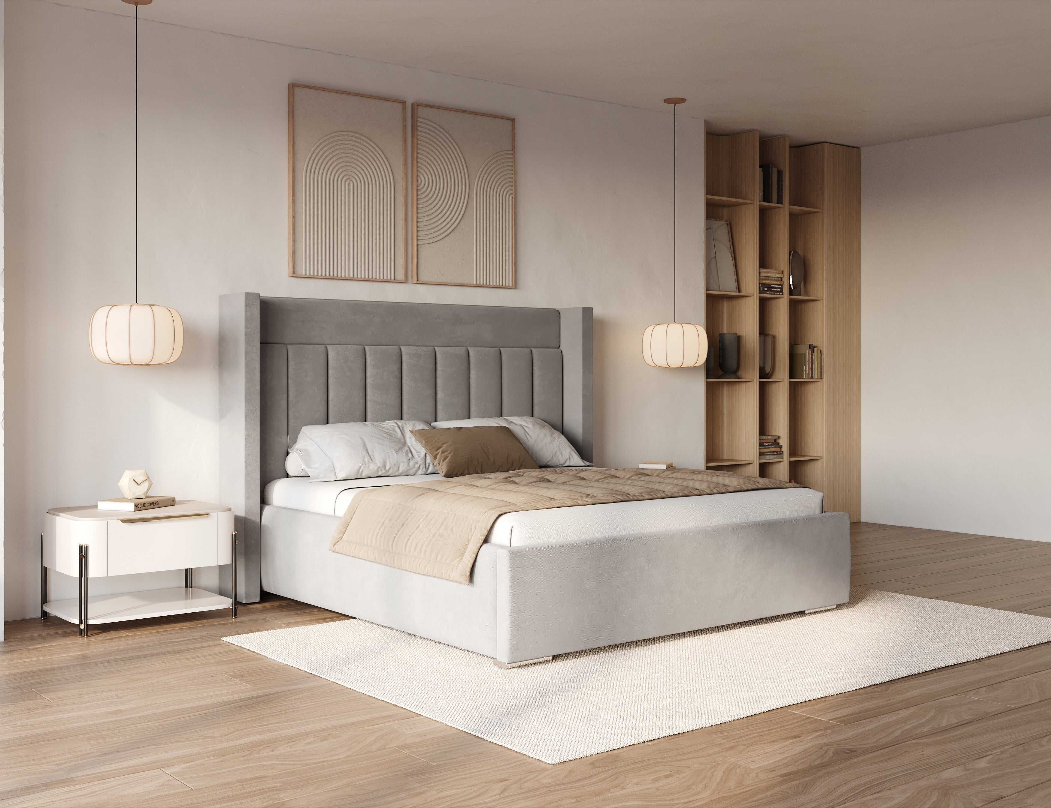 The Royal Deacon Upholstered Wingback Bed Frame