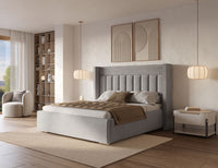 The Royal Deacon Upholstered Wingback Bed Frame