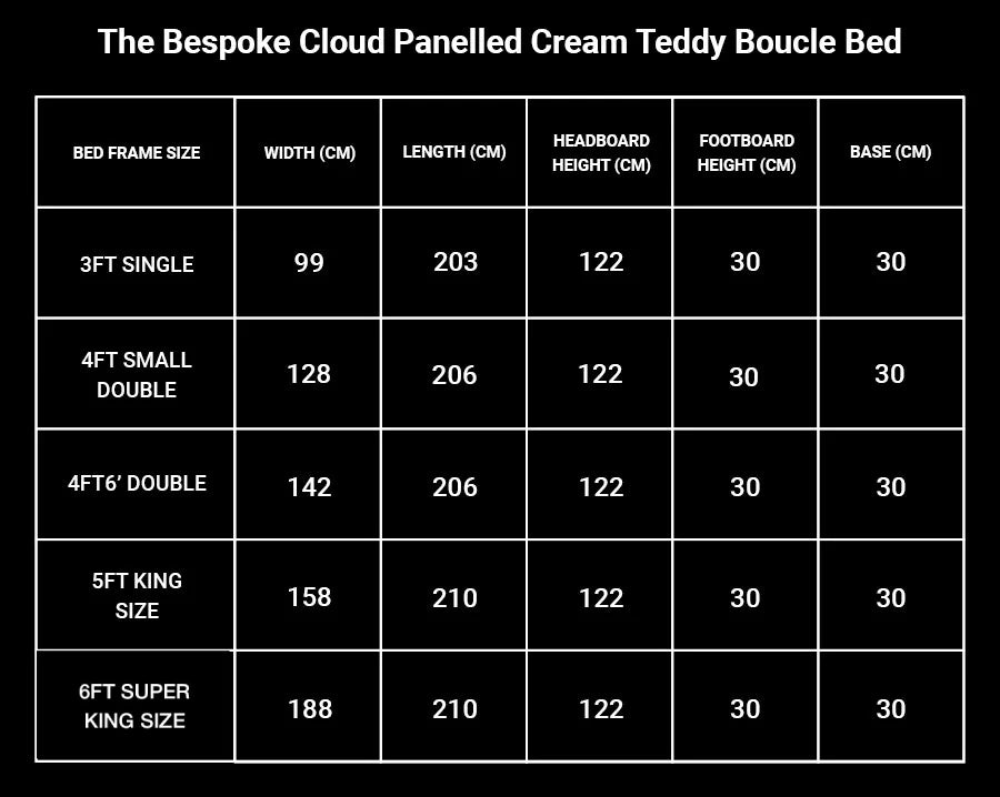 The Bespoke Cloud Panelled Cream Teddy Boucle Bed 4
